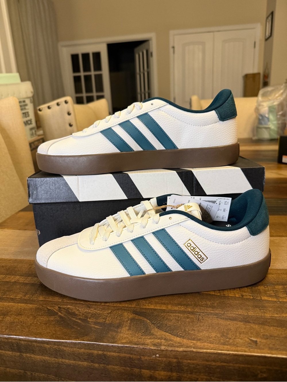 adidas VL Court 3.0 Men's Low Top Lace-Up Sneaker White/Blue/Brown